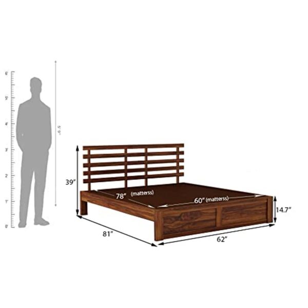 Ferrovilla Linson Queen Size Sheesham Wood Bed for Bedroom - Image 2