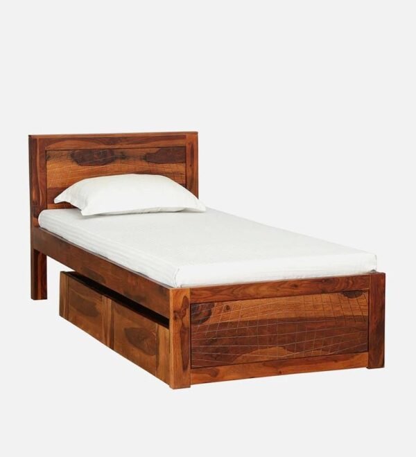 Ferrovilla NWS2 Single Sheesham Wood Bed with Drawer Storage for Bedroom - Image 7