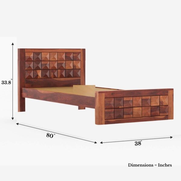 Ferrovilla Cloud Single Sheesham Wood Bed for Bedroom - Image 2