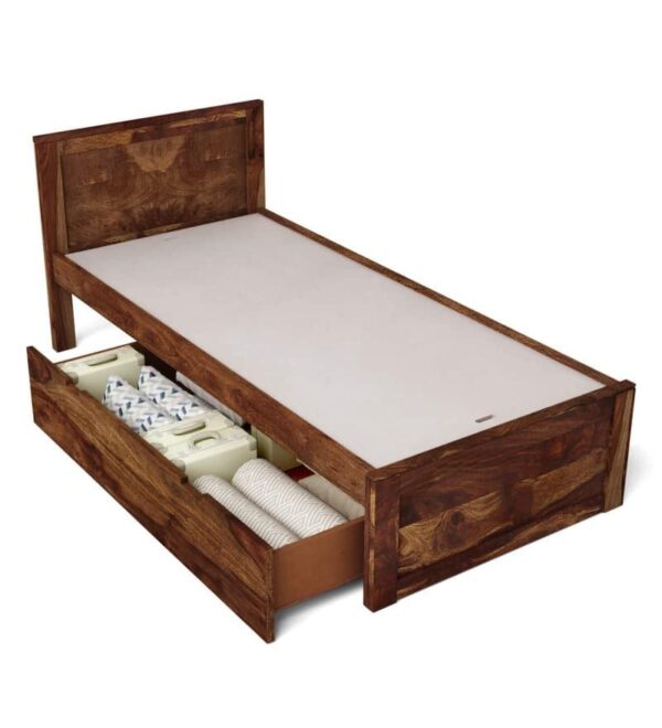 Ferrovilla WS6 Single Sheesham Wood Bed with Drawer Storage for Bedroom - Image 5