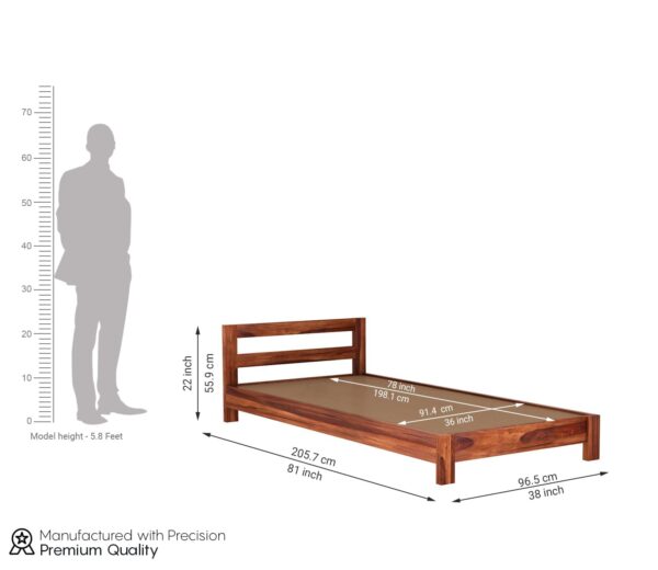 Ferrovilla Wekop Single Sheesham Wood Bed for Bedroom - Image 2