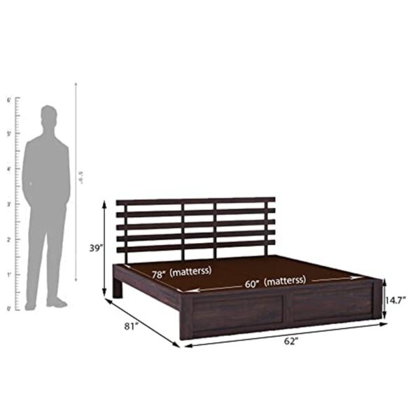 Ferrovilla Winson Queen Size Sheesham Wood Bed for Bedroom - Image 2
