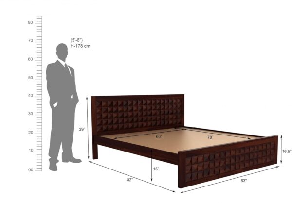 Ferrovilla Tokyo Queen Size Sheesham Wood Bed for Bedroom - Image 2