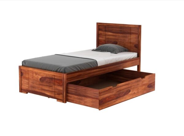 Ferrovilla Werol Single Sheesham Wood Bed with Drawer Storage for Bedroom - Image 7