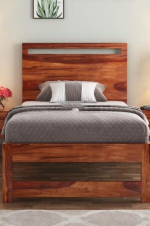 Ferrovilla Mikun Single Sheesham Wood Bed for Bedroom
