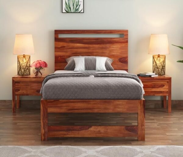 Ferrovilla Mikun Single Sheesham Wood Bed for Bedroom