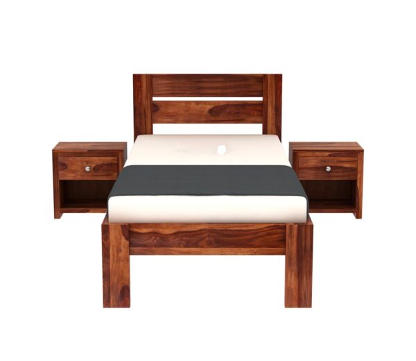 Ferrovilla Poner Couple Single Sheesham Wood Bed for Bedroom - Image 7