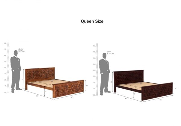 Ferrovilla Elite Queen Size Sheesham Wood Bed for Bedroom - Image 2