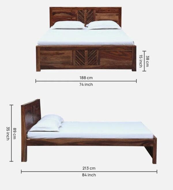 Ferrovilla King Size NNS6 Sheesham Wood Bed for Bedroom - Image 2