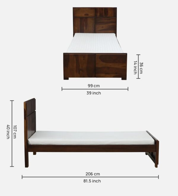 Ferrovilla NNS2 Single Sheesham Wood Bed for Bedroom - Image 2