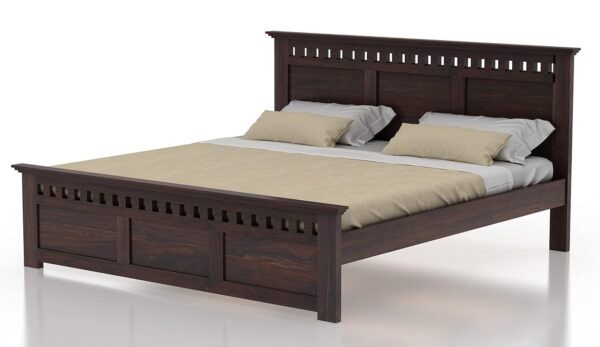 Ferrovilla Orchid Queen Size Sheesham Wood Bed for Bedroom