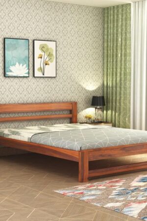 Ferrovilla Tiner Queen Size Sheesham Wood Bed for Bedroom