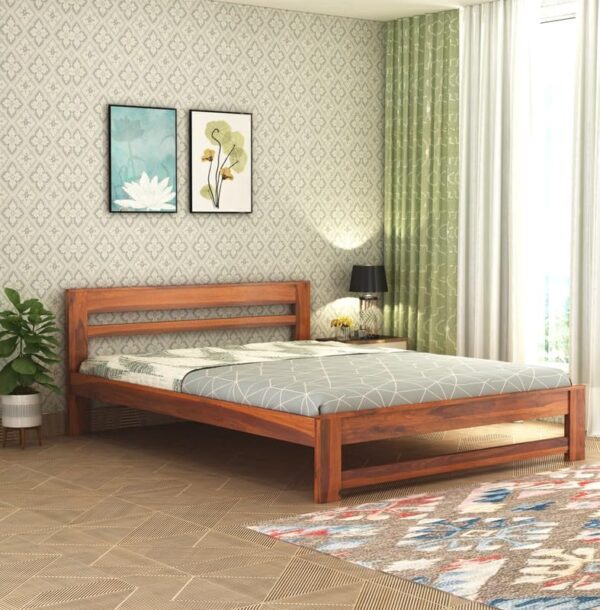 Ferrovilla Tiner King Size Sheesham Wood Bed for Bedroom