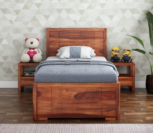 Ferrovilla Werol Single Sheesham Wood Bed with Drawer Storage for Bedroom - Image 6