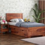 Ferrovilla Werol Single Sheesham Wood Bed with Drawer Storage for Bedroom