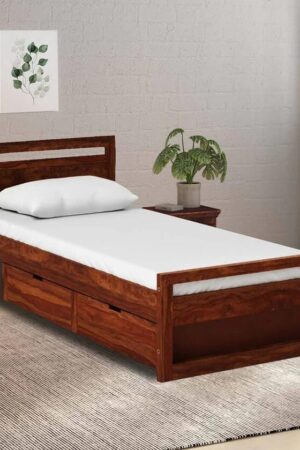 Ferrovilla NWS1 Single Sheesham Wood Bed with Drawer Storage for Bedroom