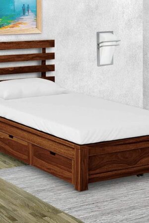 Ferrovilla WS1 Single Sheesham Wood Bed with Drawer Storage for Bedroom