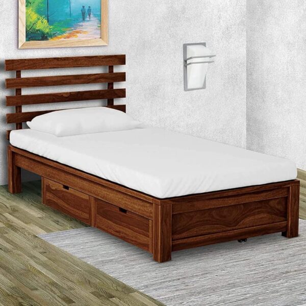 Ferrovilla WS1 Single Sheesham Wood Bed with Drawer Storage for Bedroom
