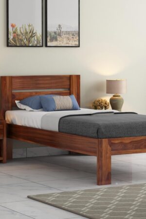 Ferrovilla Poner Couple Single Sheesham Wood Bed for Bedroom
