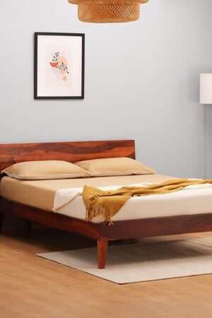 Ferrovilla King Size NS 15 Sheesham Wood Low Floor Bed for Bedroom