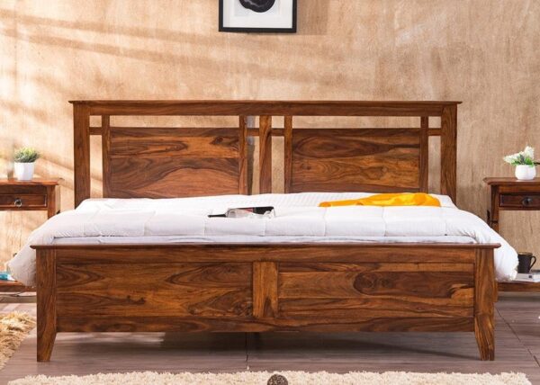 Ferrovilla Lowep Walnut Queen Size Sheesham Wood Bed for Bedroom - Image 2