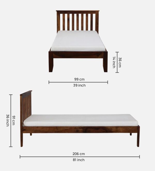 Ferrovilla NNS1 Single Sheesham Wood Bed for Bedroom - Image 2