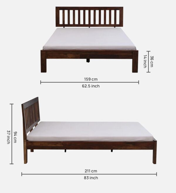 Ferrovilla Peluga Queen Size Sheesham Wood Bed for Bedroom - Image 2