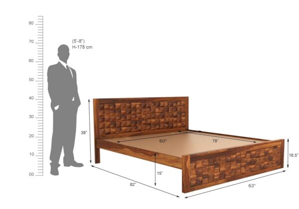 Ferrovilla Tango Queen Size Sheesham Wood Bed for Bedroom - Image 2