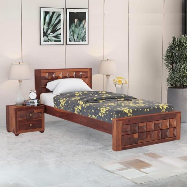 Ferrovilla Cloud Single Sheesham Wood Bed for Bedroom