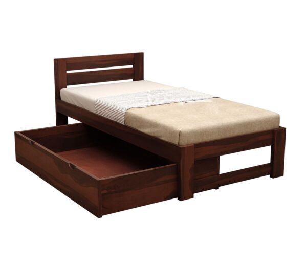 Ferrovilla Donzon Dark Single Sheesham Wood Bed with Drawer Storage for Bedroom - Image 7