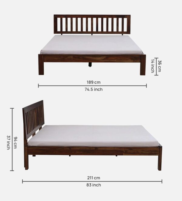 Ferrovilla Peluga King Size Sheesham Wood Bed for Bedroom - Image 2