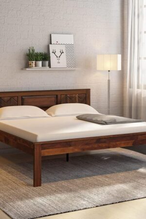Ferrovilla Porel Queen Size Sheesham Wood Bed for Bedroom