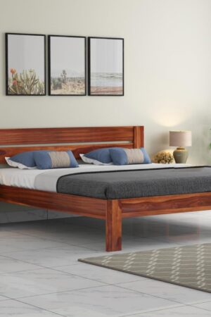Ferrovilla Fossil Queen Size Sheesham Wood Bed for Bedroom