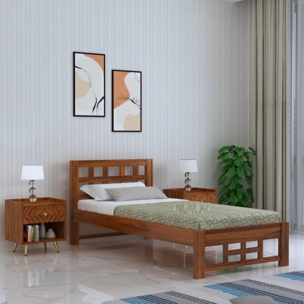 Ferrovilla Lukas Single Sheesham Wood Bed for Bedroom