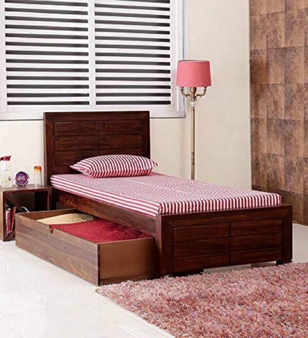 Ferrovilla WS4 Single Sheesham Wood Bed with Drawer Storage for Bedroom - Image 6