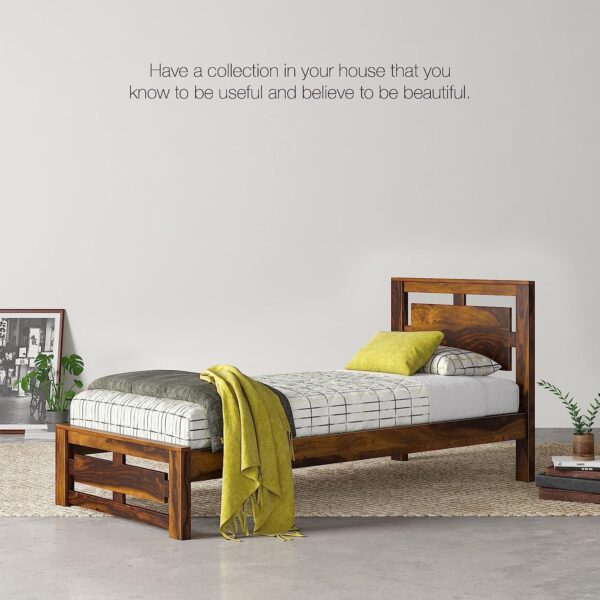 Ferrovilla Sobo Single Sheesham Wood Bed for Bedroom - Image 5