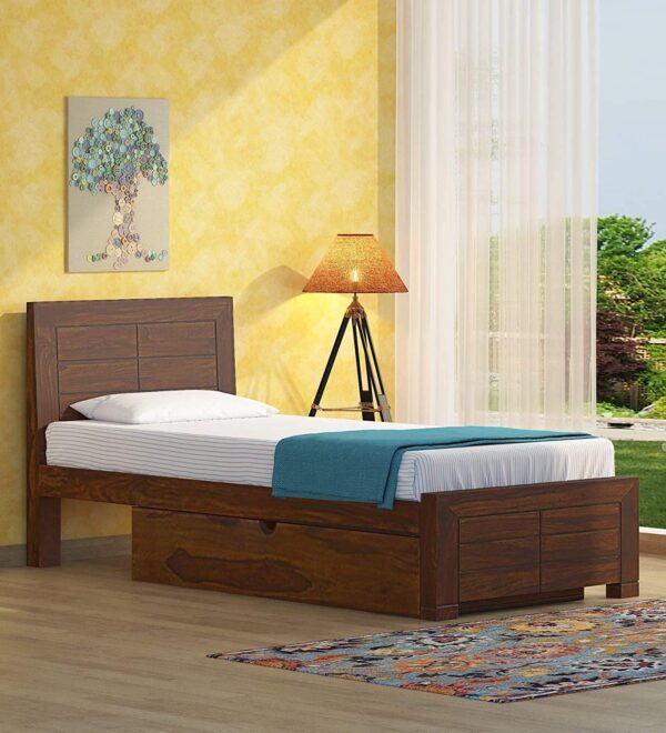 Ferrovilla WS4 Single Sheesham Wood Bed with Drawer Storage for Bedroom - Image 7