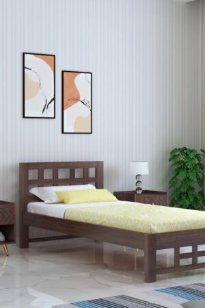 Ferrovilla Lukas Dark Single Sheesham Wood Bed for Bedroom