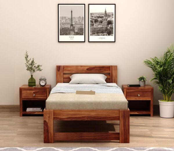 Ferrovilla NS6 Single Sheesham Wood Bed for Bedroom - Image 5
