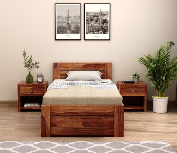 Ferrovilla Donzon Single Sheesham Wood Bed with Drawer Storage for Bedroom - Image 6
