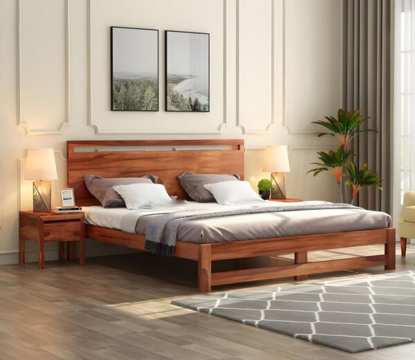 Ferrovilla Queen Size NS 2 Sheesham Wood Bed for Bedroom