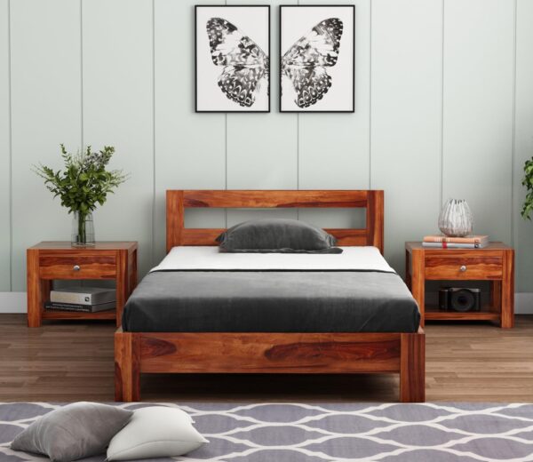 Ferrovilla Wekop Single Sheesham Wood Bed for Bedroom - Image 5