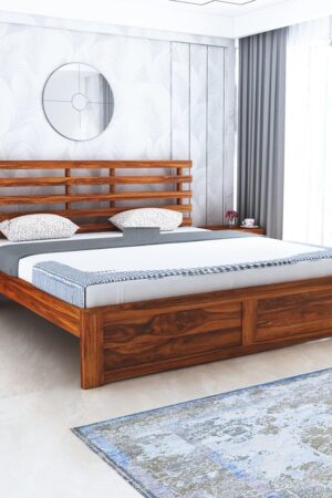 Ferrovilla Linson Queen Size Sheesham Wood Bed for Bedroom