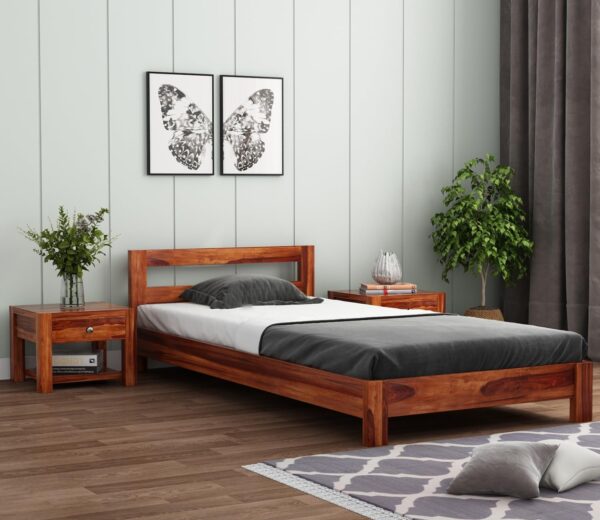 Ferrovilla Wekop Single Sheesham Wood Bed for Bedroom