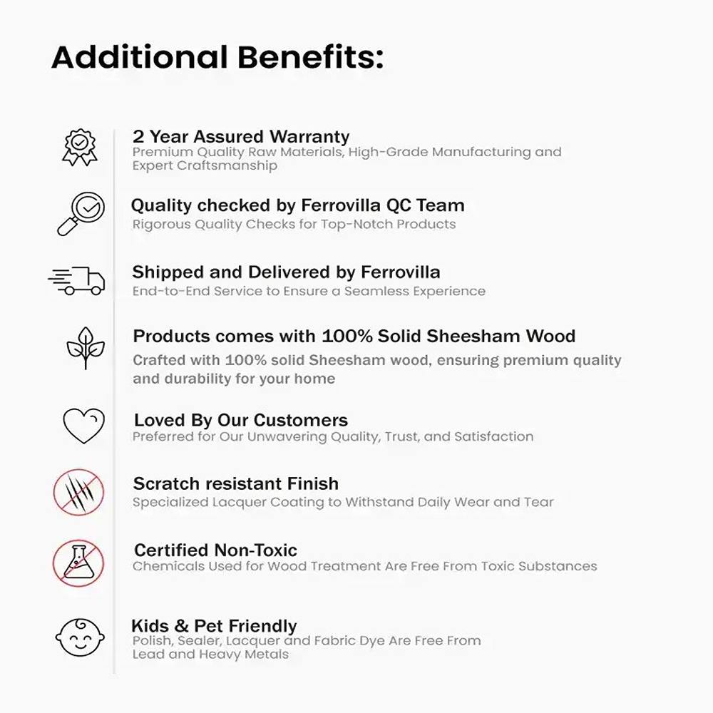 Ferrovilla Baken Double Size Sheesham Wood Bed for Bedroom (48X78) with 2 Years Warranty - Image 4