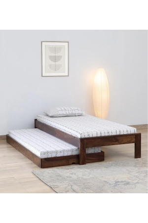 Ferrovilla Hepes Trundle Single Sheesham Wood Bed for Bedroom with 2 Years Warranty